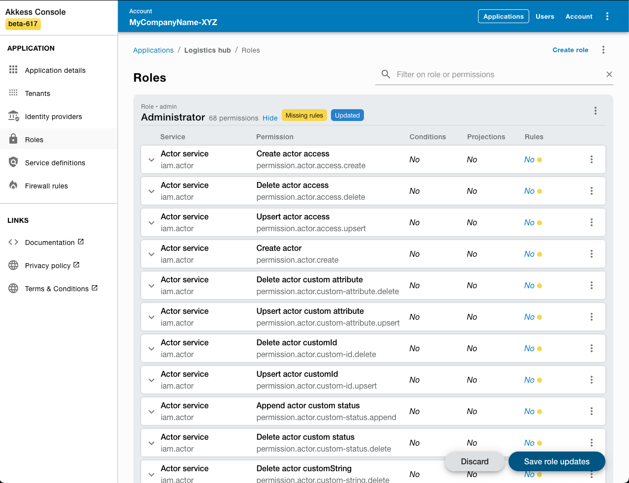 Save role configuration